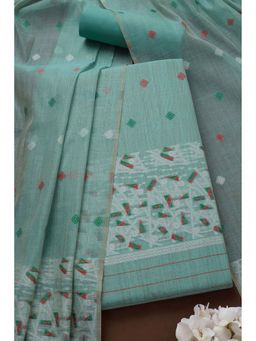 Soch - Women Blue Woven Unstitched Kurta with Bottom and Dupatta (Set of 3)