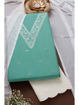 Soch - Women Aqua Embroidered Unstitched Kurta with Bottom and Dupatta (Set of 3)