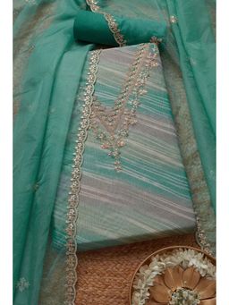 Soch - Women Green Embroidered Unstitched Kurta with Bottom and Dupatta (Set of 3)
