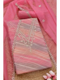 Soch - Women Pink Embroidered Unstitched Kurta with Bottom and Dupatta (Set of 3)