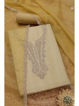 Soch - Women Olive Embroidered Unstitched Kurta with Bottom and Dupatta (Set of 3)