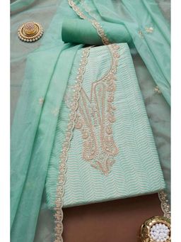 Soch - Women Blue Embroidered Unstitched Kurta with Bottom and Dupatta (Set of 3)