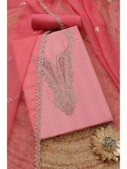 Soch - Women Pink Embroidered Unstitched Kurta with Bottom and Dupatta (Set of 3)