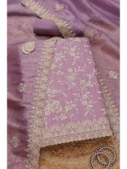 Soch - Women Lavender Embroidered Unstitched Kurta with Bottom and Dupatta (Set of 3)