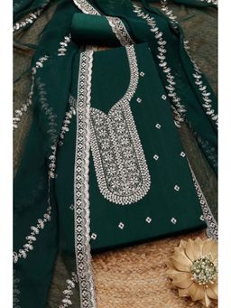 Soch - Women Green Embroidered Unstitched Kurta with Bottom and Dupatta (Set of 3)