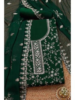 Soch - Women Green Embroidered Unstitched Kurta with Bottom and Dupatta (Set of 3)