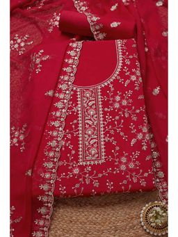 Soch - Women Pink Embroidered Unstitched Kurta with Bottom and Dupatta (Set of 3)