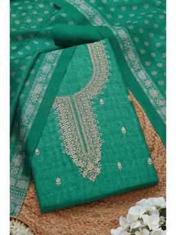 Soch - Women Teal Embroidered Unstitched Kurta with Bottom and Dupatta (Set of 3)