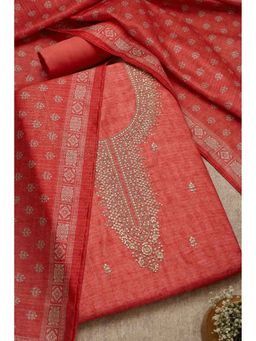 Soch - Women Peach Embroidered Unstitched Kurta with Bottom and Dupatta (Set of 3)