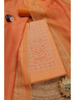 Soch - Women Orange Embroidered Unstitched Kurta with Bottom and Dupatta (Set of 3)