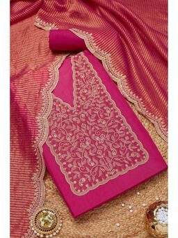 Soch - Women Pink Embroidered Unstitched Kurta with Bottom and Dupatta (Set of 3)