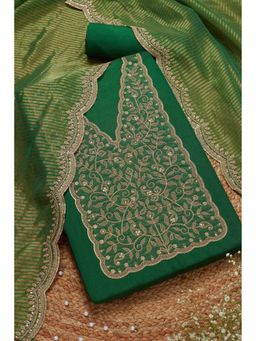 Soch - Women Green Embroidered Unstitched Kurta with Bottom and Dupatta (Set of 3)