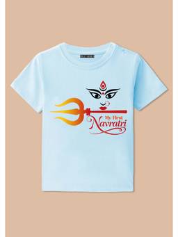 BLUSHES - My First Navratri Graphic Print T-Shirt - aqua blue