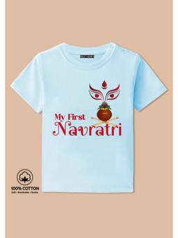 BLUSHES - My First Navratri Graphic Print T-Shirt - aqua blue