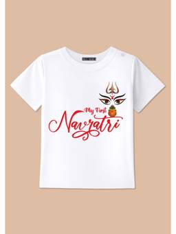 BLUSHES - My First Navratri Graphic Print T-Shirt - White
