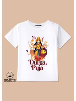BLUSHES - My First Durga Puja Graphic Print T-Shirt - White