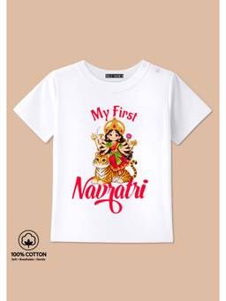 BLUSHES - My First Navratri Graphic Print T-Shirt - White