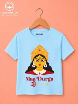 BLUSHES - Maa Durga Graphic Print T-Shirt - Aqua Blue