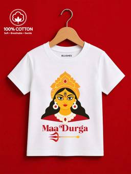BLUSHES - Maa Durga Graphic Print T-Shirt - White