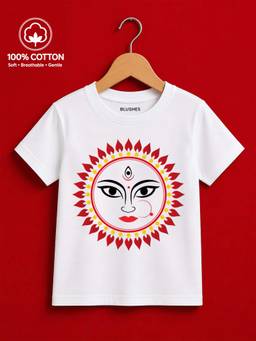 BLUSHES - Durga Face Graphic Print T-Shirt - White