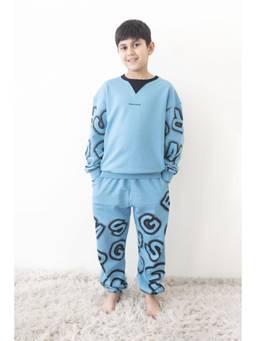 DDOUDDOU - Pure Cotton Printed Blue Co-Ord Set