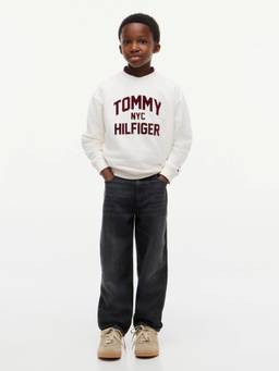 Tommy Hilfiger - Boys Logo Regular Fit Cotton White Sweatshirt