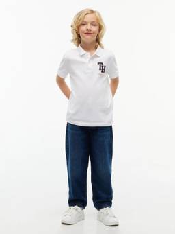 Tommy Hilfiger - Boys Logo Regular Fit Cotton White Polo T-Shirt
