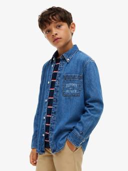 Tommy Hilfiger - Boys Logo Regular Fit Twill Solid Shirt