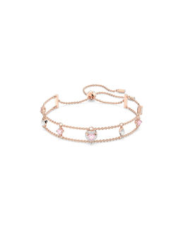 SWAROVSKI - One Bracelet Mixed Cuts Heart In Pink Rose Gold-Tone Plated M