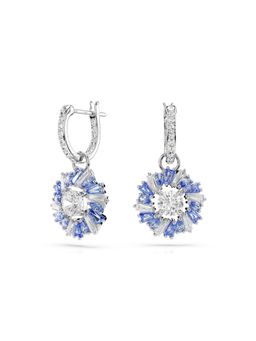 SWAROVSKI - Idyllia Drop Earrings Mixed Cuts Flower In Blue Rhodium Plated