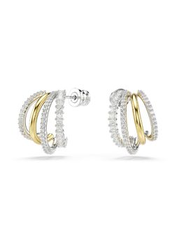 SWAROVSKI - Hyperbola Hoop Earrings Mixed Cuts Mini In White Mixed Metal Finish