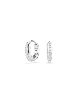 SWAROVSKI - Matrix Hoop Earrings Round Cut In White Rhodium Plated