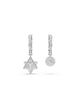 SWAROVSKI - Dextera Drop Earrings Asymmetrical Design Round Cut Star Rhodium Plated