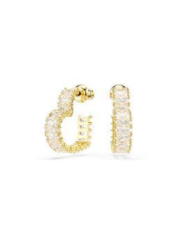 SWAROVSKI - Matrix Hoop Earrings Baguette Cut Heart Small In White Gold-Tone Plated