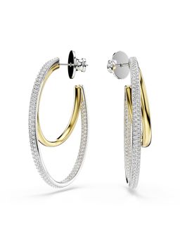 SWAROVSKI - Hyperbola Hoop Earrings Round Cut Medium In White Mixed Metal Finish