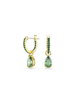 SWAROVSKI - Attract Drop Earrings Pear Cut In Green Gold-Tone Plated