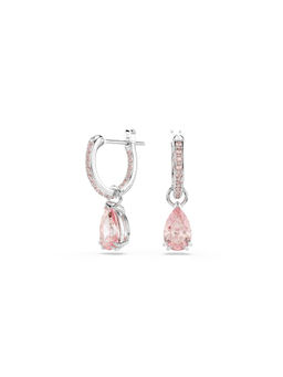SWAROVSKI - Attract Drop Earrings Pear Cut In Pink Rhodium Plated