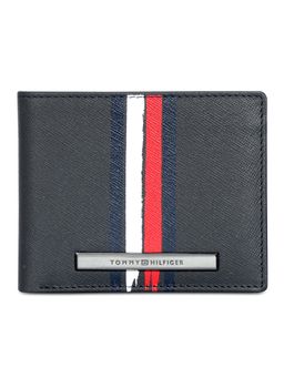 Tommy Hilfiger - Moxen Mens Leather Slim Fold Wallet Print Navy Blue