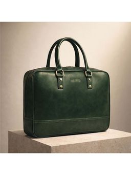 Gauge Machine - Mens Olive 16 Inch Vegan Leather Laptop Bag With Detachable Strap