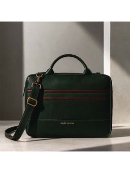 Gauge Machine - Mens Brown 16 Inch Vegan Leather Laptop Bag With Detachable Strap - Olive