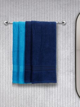 KOPA - Quick Dry 100% Cotton Soft Terry Towel -4Pc Hand Towel D'Ross Solid-Navy Blue, Turq