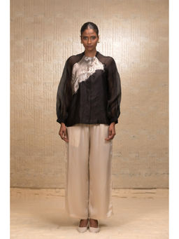 EEDA - Black Asymmetrical Patch Top