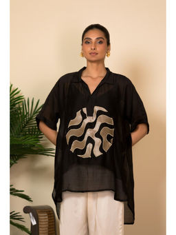 EEDA - Black Centre Patch Top with Slip