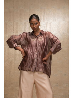 EEDA - Tissue Stripe Bird Shirt with Slip