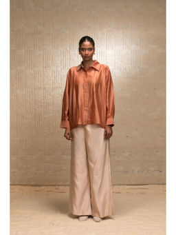 EEDA - Brown Tulip Collar Shirt