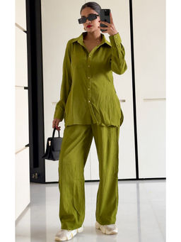 Label Kanupriya - Olive Green Solid Co-Ord (Set of 2)