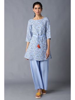 Aurelia - Blue Floral Print Kurta and Palazzo (Set of 2)