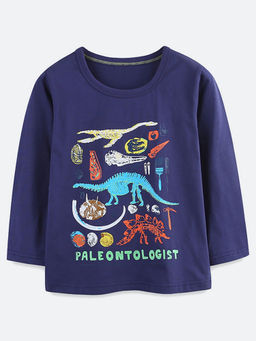 Oh Rare - Navy Blue Printed Regular Fit T-Shirt