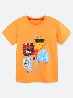 Oh Rare - Orange Printed Regular Fit T-Shirt