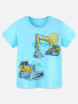 Oh Rare - Blue Printed Regular Fit T-Shirt